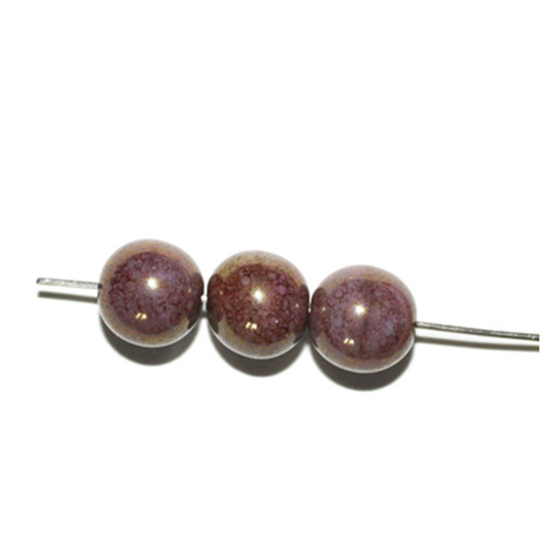 Mauve Picasso Round Czech Pressed Glass Beads 10mm pack of 16 image 2