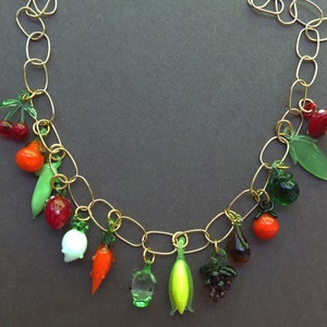 Fruit and Vegetable Glass Bead Necklace Kit Plant Based Vegan Fruit Veg Theme