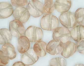 Glass Beads Rose Pink Transparent Twist 10mm. Pack of 30. Made in India.