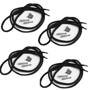 Blank Bolo Tie Parts Kit Standard Slide Textured Tips Black Cord DIY Silver Tone Supplies for 4 ties