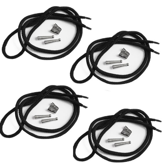 Blank Bolo Tie Parts Kit Standard Slide Textured Tips Black Cord DIY Silver  Tone Supplies for 4 Ties 
