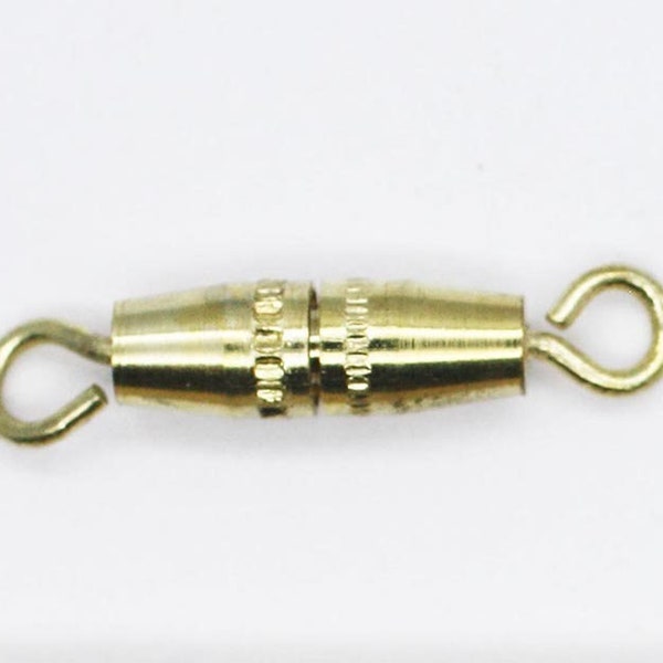 Small Barrel Necklace Clasp Screw Together with Loops Goldtone Pack of 10