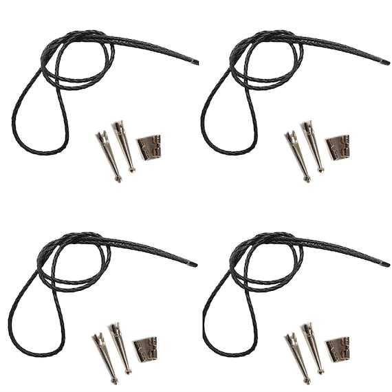 Blank Bolo String Tie Parts Kit Round Slide Smooth Tips Natural Cord DIY Gold Tone Supplies for 4 Ties