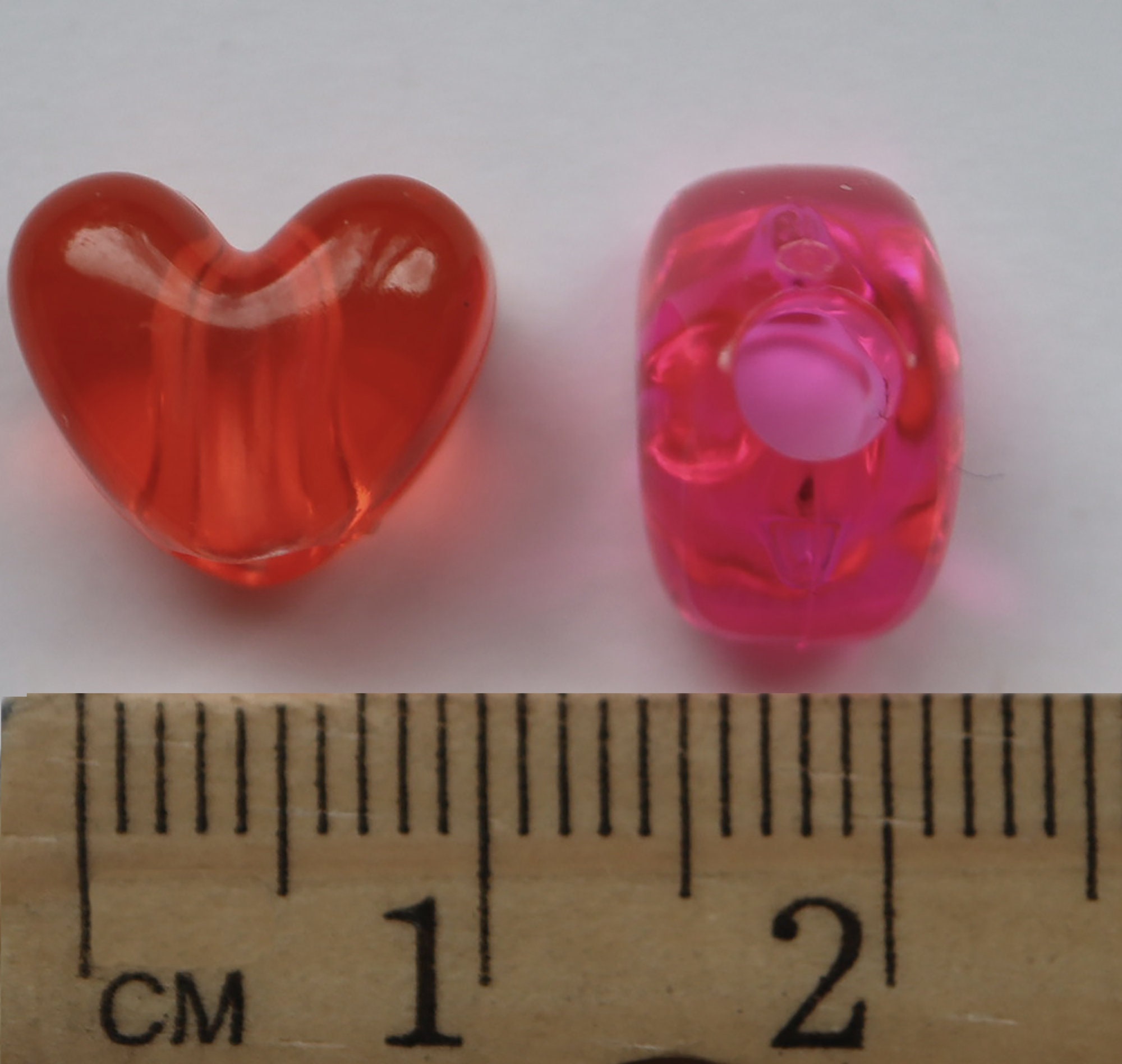 Large Transparent Red Heart Pony Beads