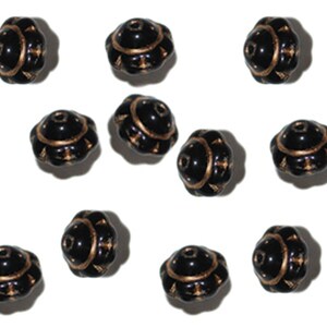 Black Gilded Crown Czech Pressed Glass Beads 8mm (pack of 30)
