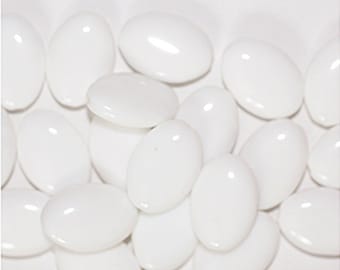 White Oval Czech Pressed Glass Beads 20mm  (pack of 20)