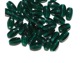 Teal Oval Czech Pressed Glass Beads 5x10mm (pack of 40)