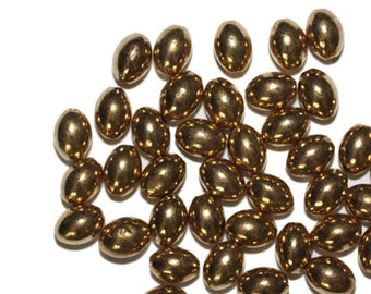 8mm Oval Melon Goldtone Old Gold Metalized Metallic Beads Pack of 30. Made in USA