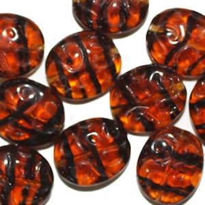 Tortoise Dimple Flat Czech Pressed Glass Beads 16x14mm (pack of 10)