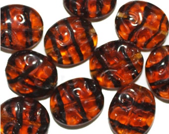 Tortoise Dimple Flat Czech Pressed Glass Beads 16x14mm (pack of 10)