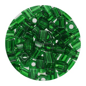 Green Transparent Glass Cube Beads Made in Japan by Miyuki