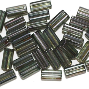 Luster Gray Tube Czech Pressed Glass Beads 10mm (pack of 36)