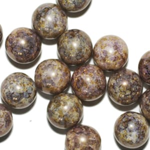 Gold Pink Picasso Round Czech Pressed Glass Beads 10mm (pack of 16)