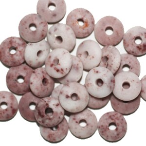 Pink Fossil Disc Czech Pressed Glass Beads 3x9mm (pack of 30)
