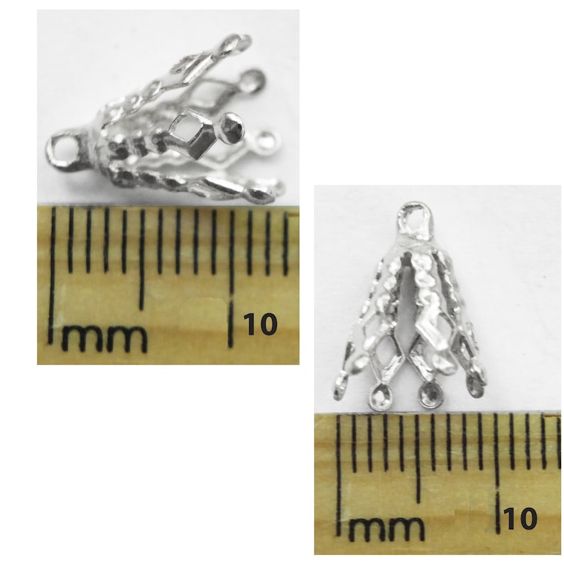 4 packs, Fibre Craft, Filigree Bell Caps, 14mm 10mm, Gold Silver