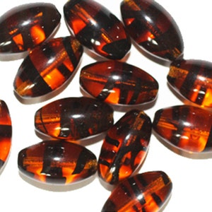Tortoise Oval Czech Pressed Glass Beads 16x9mm  (pack of 12)