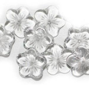 Crystal Flower Cups Czech Pressed Glass Beads 14mm  (pack of 10)