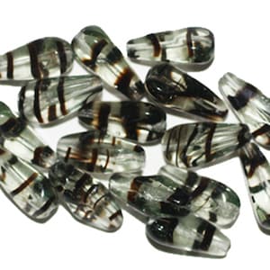 Green Tortoise Drop Czech Pressed Glass Beads 14mm (pack of 20)