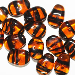 Tortoise Nuggets Czech Pressed Glass Beads 6x13mm  (pack of 16)