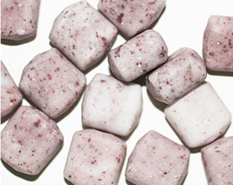 Pink Fossil Look Tablet Czech Pressed Glass Beads (pack of 16)