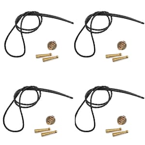 Blank Bolo String Tie Parts Kit Round Slide Textured Tips Black Vinyl Braid DIY Gold Tone Supplies for 4 Ties