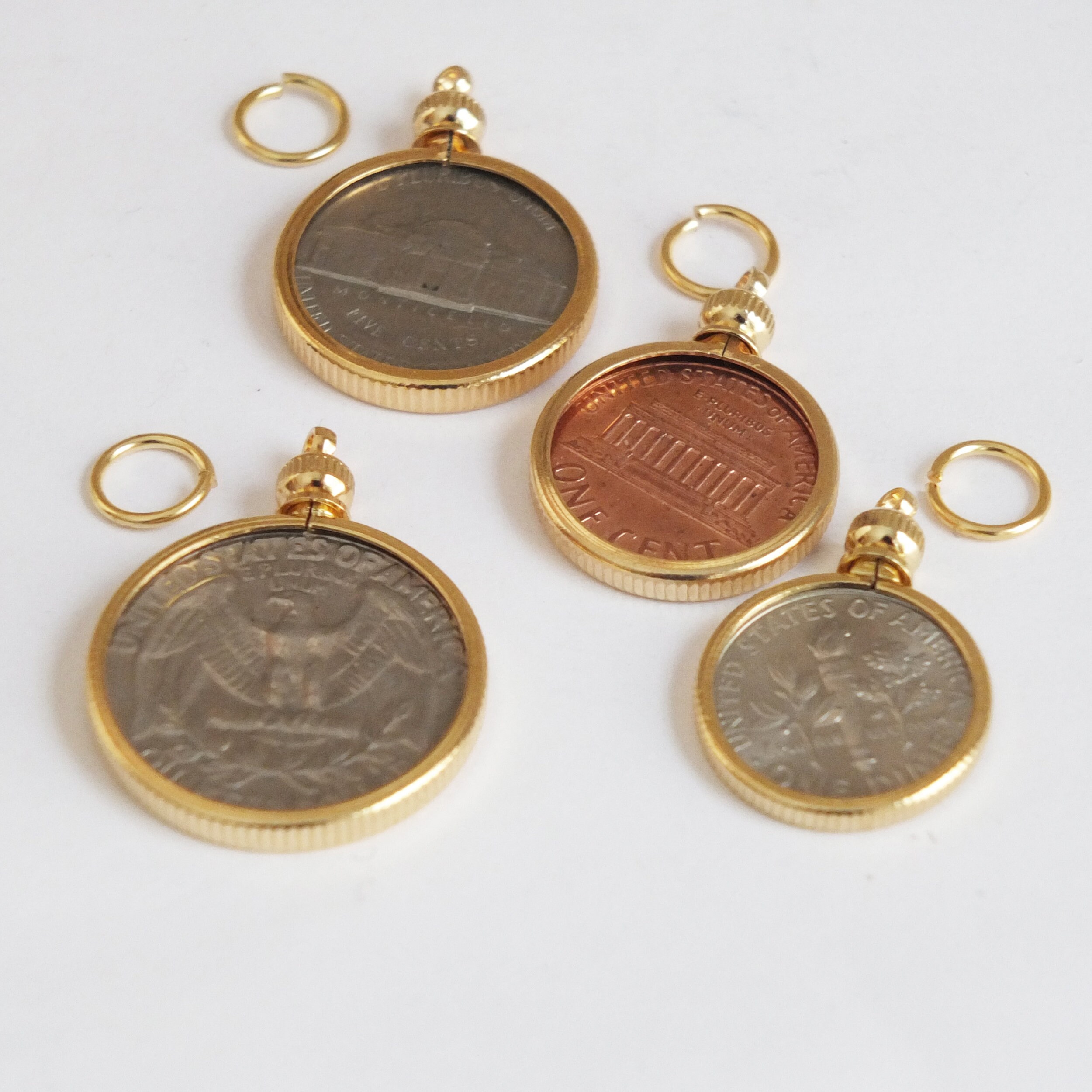 Coin Holders Bezel USA Penny Nickel Dime Quarter Set of 4 Gold Etsy