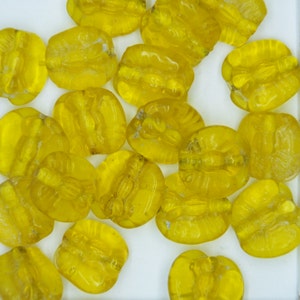 Glass Beads Yellow Transparent Butterfly 14mm. Pack of 20. Made in India.