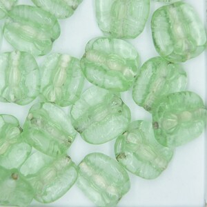 Glass Beads Pale Green Transparent Butterfly 14mm. Pack of 20. Made in India.