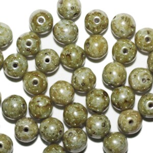 Luster Gray Picasso Round Czech Pressed Glass Beads (pack of 40)