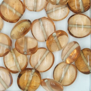 Glass Beads Rose Pink Transparent Lentil 12mm. Pack of 20. Made in India.