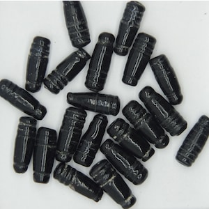 Glass Beads Black Opaque Taper Bottle 15mm. Pack of 20. Made in India.