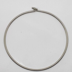 May include: A silver hoop earring with a simple, circular design.