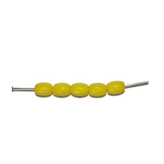 Yellow Barrel Czech Pressed Glass Beads 5x7mm pack of 60