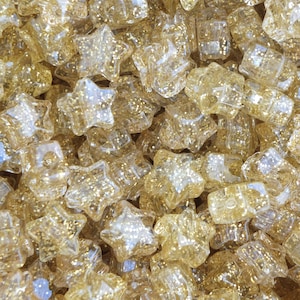 Star Beads Gold Glitter Sparkle Large Hole Pony Beads Made in USA