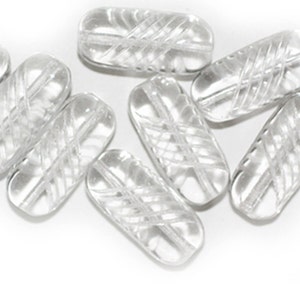 Clear Crystal Check Flat Czech Pressed Glass Beads 20mm  (pack of 8)