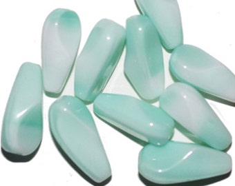 Mint Mottled Drop Czech Pressed Glass Beads 20mm (pack of 10)