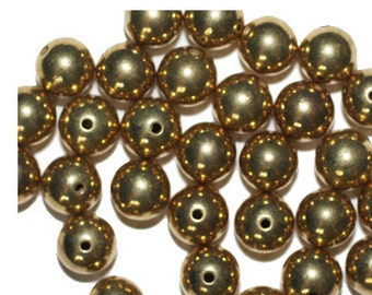 10mm Round Goldtone Metalized Metallic Beads Pack of 30. Made in USA