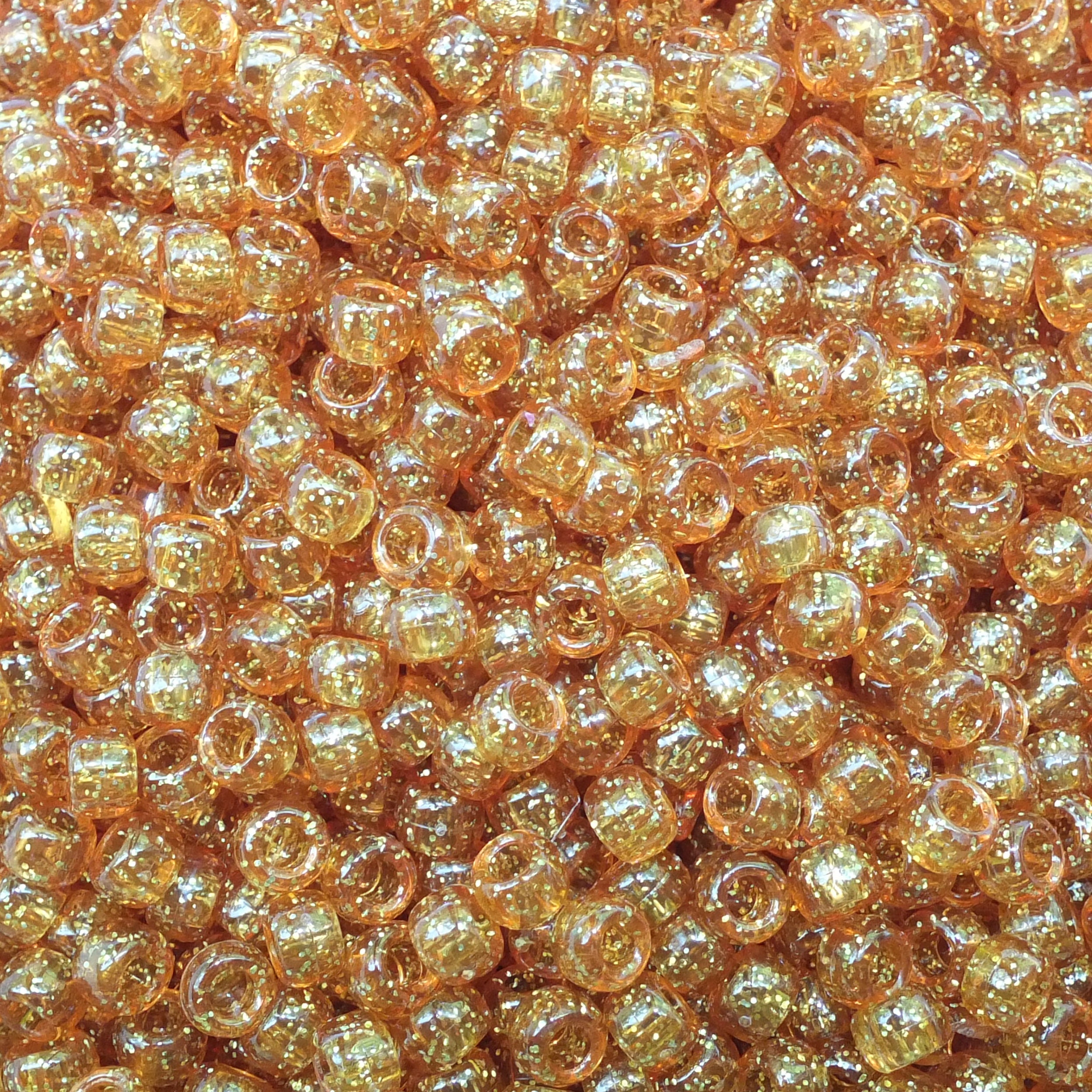 Colorful Translucent Glitter Pony Beads (6mm x 9mm)