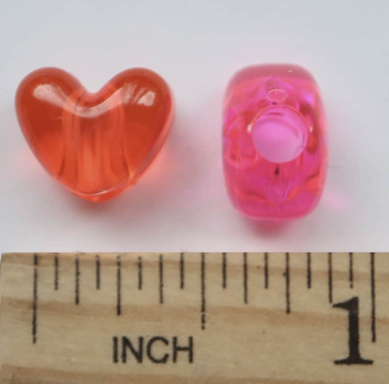 Heart Beads Pink Opaque Large Hole Pony Beads Made in USA Etsy