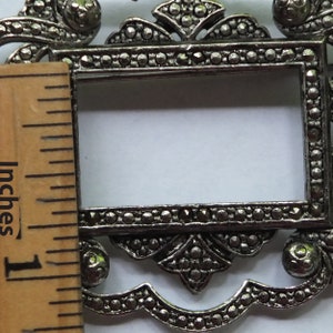 Vintage Miriam Haskell Brooch Pin Frame Blank Marcasite Silver Stamped 