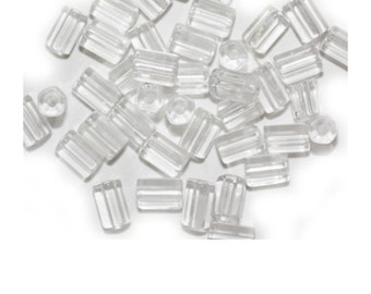 Clear Crystal Tube Czech Pressed Glass Beads 7mm (pack of 40)