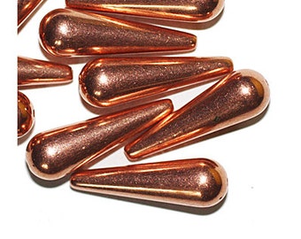 25mm Teardrop Copper Metalized Metallic Beads Pack of 10. Made in USA