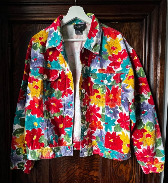 Vintage Carole Little Sport Colorful Floral Jacket
