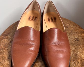 Vintage Brown Real Leather Loafers Salamander Flat Shoes  display picture 2