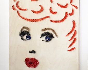 Lucille Ball String Art, Kocham Lucy, Lucille Ball Art, Sztuka retro