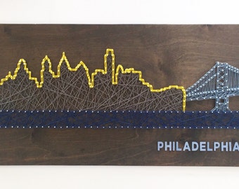 Philadelphia Art - Panorama Filadelfii Sztuka sznurkowa - Panorama Filadelfii - Most Ben Franklin