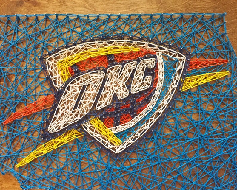 Oklahoma City Thunder String Art Basketball Art OKC Art Man Etsy
