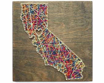 California String Art, California Art, Home, Home Art, California Outline, California Love