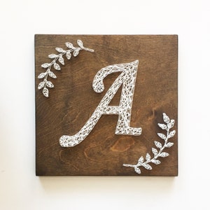 Monogram String Art, Monogram Art, Initial Art, Laurel Branches, Calligraphy