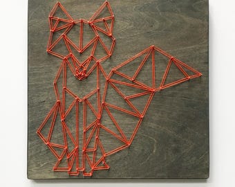 Geometryczna sztuka sznurkowa Fox - Fox Art - Geometryczne zwierzę - Nowoczesny pokój dziecięcy